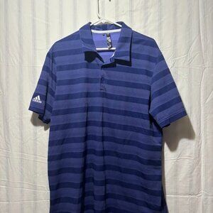 Adidas Mens XL Purple White Striped Short Sleeve Golf Polo Shirt